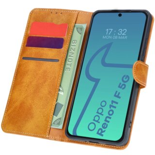 Bizon Case Pocket Oppo Reno11 F 5G kinyitható bőr tok - barna