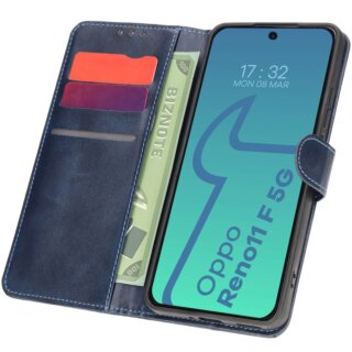 Bizon Case Pocket Oppo Reno11 F 5G kinyitható bőr tok - kék