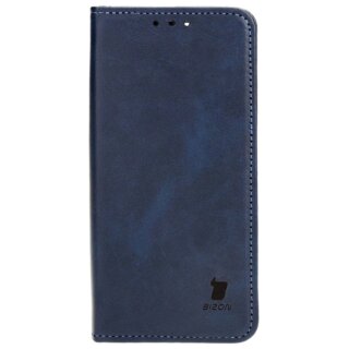 Bizon Case Pocket iPhone 14 Pro kinyitható bőr tok - kék