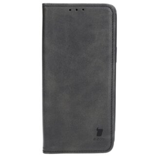 Bizon Case Pocket iPhone 15 Plus kinyitható bőr tok - fekete