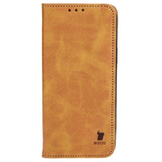 Bizon Case Pocket iPhone 15 Plus kinyitható bőr tok - barna