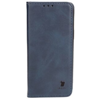 Bizon Case Pocket iPhone 15 Plus kinyitható bőr tok - kék