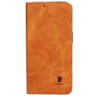 Bizon Case Pocket iPhone 15 Pro kinyitható bőr tok - barna