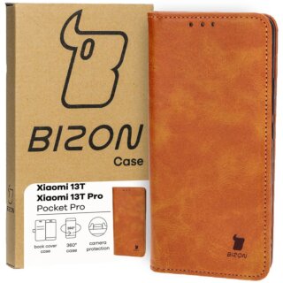 Bizon Case Pocket Xiaomi 13T Pro / 13T kinyitható bőr tok - barna