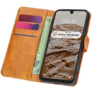 Bizon Case Pocket Samsung Galaxy A16 4G/5G kinyitható bőr tok - barna