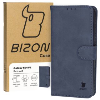 Bizon Case Pocket Samsung Galaxy S24 FE kinyitható bőr tok - kék