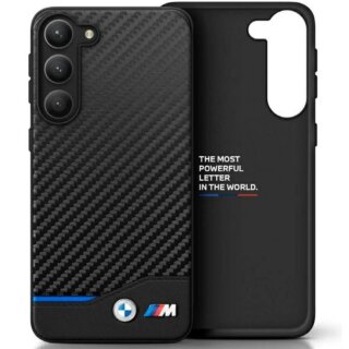 BMW BMHCS23M22NBCK Samsung Galaxy S23+ Plus bőr hátlap tok - carbon