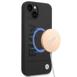 Bmw BMHMP14MSLBLBK MagSafe iPhone 14 Plus ütésálló szilikon hátlap tok - fekete
