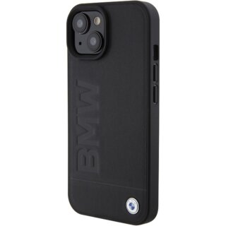 Bmw BMHMP15MSLLBK MagSafe iPhone 14 Plus / 15 Plus bőr hátlap tok - fekete