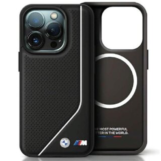 Bmw BMHMP15S23PUCPK MagSafe iPhone 13 / 14 / 15 bőr hátlap tok - fekete