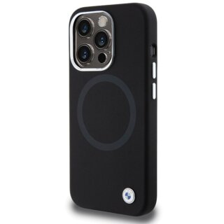 Bmw BMHMP15XSILBK2 MagSafe iPhone 15 Pro Max bőr hátlap tok - fekete