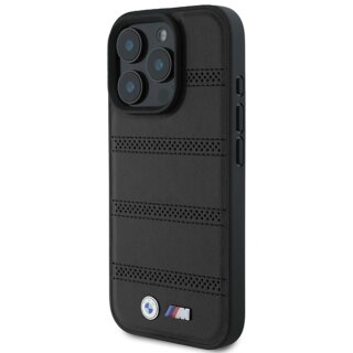 Bmw BMHMP16L23PUSPK MagSafe iPhone 16 Pro bőr hátlap tok - fekete/mintás