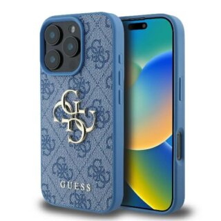Guess GUHCP16L4GMGBL iPhone 16 Pro bőr hátlap tok - kék