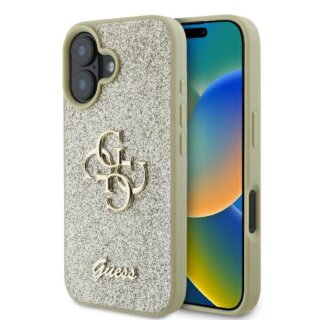 Guess GUHCP16MHG4SGD iPhone 16 Plus szilikon hátlap tok - arany csillámos