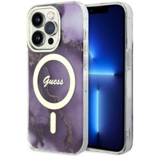 Guess GUHMP14LHTMRSU MagSafe iPhone 14 Pro kemény hátlap tok - lila