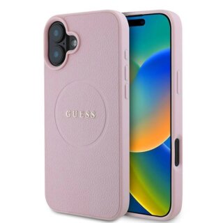 Guess GUHMP16MPGHSMMP MagSafe iPhone 16 Plus bőr hátlap tok - rózsaszín