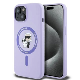 Karl Lagerfeld KLHMP15SSCMKCRHU MagSafe iPhone 15 szilikon hátlap tok - lila