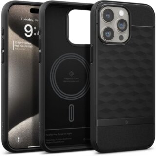 Caseology Parallax Mag MagSafe iPhone 15 Pro Max szilikon hátlap tok - fekete
