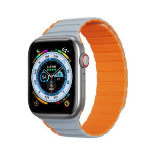 DuxDucis Magnetic LD Apple Watch 42mm / 41mm / 40mm szilikon szíj - szürke/narancssárga