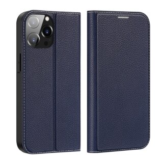 DuxDucis Skin X2 iPhone 14 Pro Max kinyitható bőr tok - kék