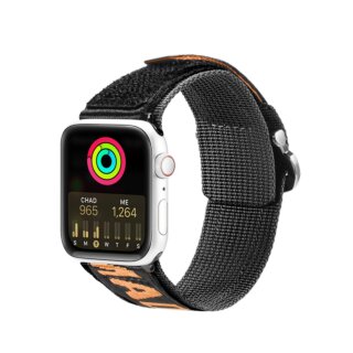 DuxDucis Strap Outdoor Apple Watch 46mm / 45mm / 44mm / Ultra 49mm textil szíj - fekete/narancssárga