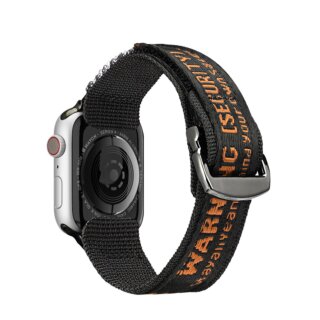 DuxDucis Strap Outdoor Apple Watch 46mm / 45mm / 44mm / Ultra 49mm textil szíj - fekete/narancssárga