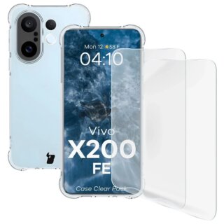 Bizon Case Clear Vivo X200 FE szilikon hátlap tok + kijelzővédő fólia 2db