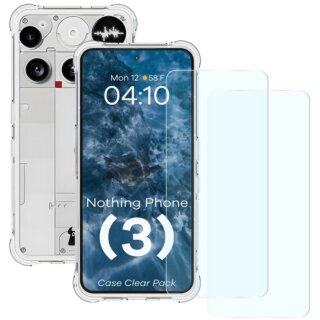 Bizon Case Clear Nothing Phone (3) szilikon hátlap tok + kijelzővédő üvegfólia 2db