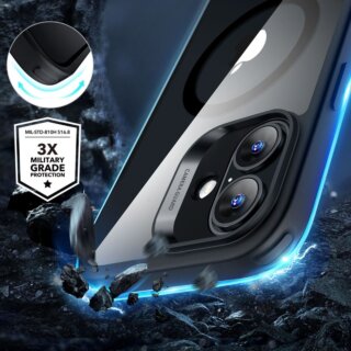 ESR Classic Hybrid Halolock MagSafe iPhone 16 ütésálló kemény hátlap tok + kijelzővédő üvegfólia  - átlátszó/fekete