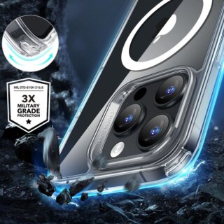 ESR Classic Hybrid Halolock MagSafe iPhone 16 Pro ütésálló szilikon hátlap tok + kijelzővédő üvegfólia - átlátszó