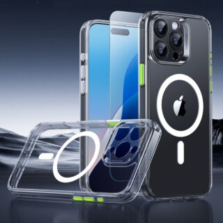 ESR Classic Pro Set MagSafe iPhone 16 Pro Max ütésálló hátlap tok + kijelzővédő üveg - átlátszó