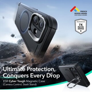 ESR Cyber Kickstand MagSafe iPhone 17 kemény hátlap tok - fekete