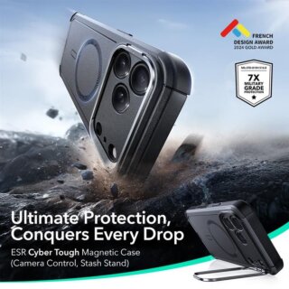 ESR Cyber Kickstand MagSafe iPhone 17 Pro Max kemény hátlap tok - fekete