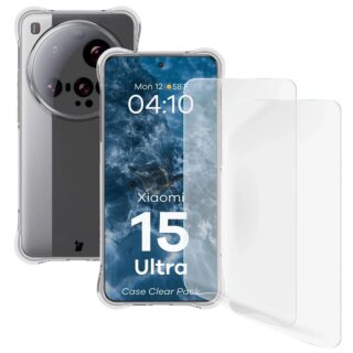 Bizon Clear Xiaomi 15 Ultra szilikon hátlap tok + kijelzővédő fólia - 2db