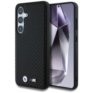 Bmw Carbon MagSafe Samsung Galaxy S25 bőr hátlap tok - fekete