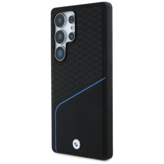 Bmw Textured and Smooth MagSafe Samsung Galaxy S25 Ultra bőr hátlap tok - fekete