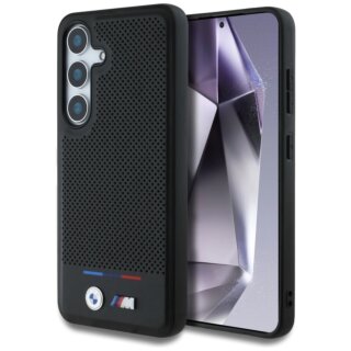 Bmw Tricolor Stripe MagSafe Samsung Galaxy S25 bőr hátlap tok - fekete