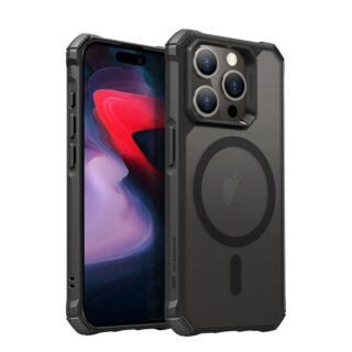 ESR Air Armor HaloLock MagSafe iPhone 15 Pro ütésálló kemény hátlap tok - átlátszó/fekete