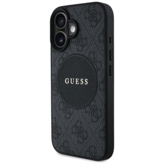Guess 4G Circle Classic Logo MagSafe iPhone 16 bőr hátlap tok - fekete