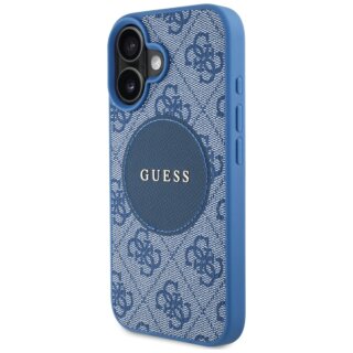 Guess 4G Circle Classic Logo MagSafe iPhone 16 bőr hátlap tok - kék