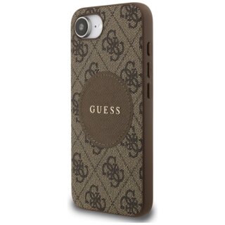 Guess 4G Circle Classic Logo MagSafe iPhone 16e bőr hátlap tok - barna