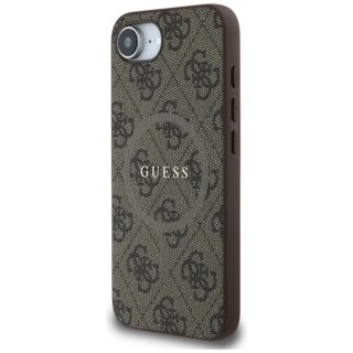 Guess 4G Ring Classic Logo MagSafe iPhone 16e bőr hátlap tok - barna