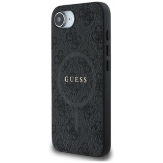 Guess 4G Ring Classic Logo MagSafe iPhone 16e bőr hátlap tok - fekete