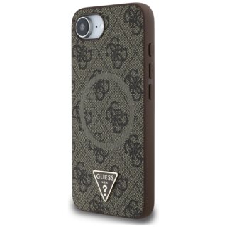 Guess 4G Ring Triangle Logo MagSafe iPhone 16e bőr hátlap tok - barna