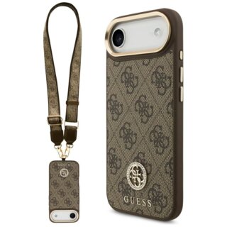 Guess 4G Strass Logo MagSafe iPhone Air bőr hátlap tok + nyakpánt - barna
