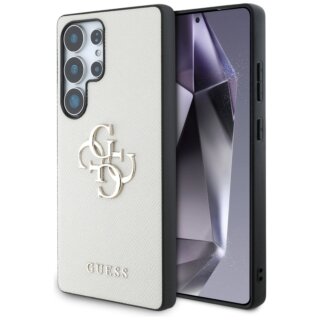Guess Grained Big 4G Logo Small Classic Logo Samsung Galaxy S25 Ultra bőr hátlap tok - bézs