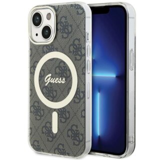 Guess GUHMP15MH4STW IML 4G MagSafe iPhone 15 Plus / 14 Plus kemény hátlap tok - barna
