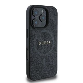 Guess GUHMP16LG4GFRK 4G Ring Classic Logo MagSafe iPhone 16 Pro bőr hátlap tok - fekete