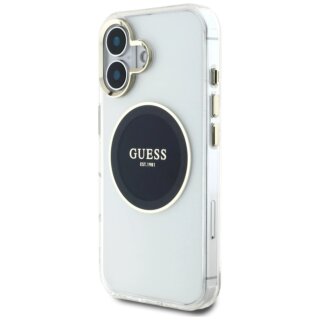 Guess IML Metal Colored Circle Classic Logo MagSafe iPhone 16 kemény hátlap tok - fekete