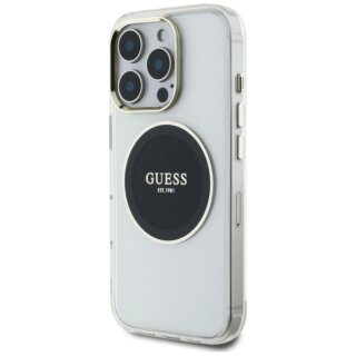 Guess IML Metal Colored Circle Classic Logo MagSafe iPhone 16 Pro kemény hátlap tok - fekete